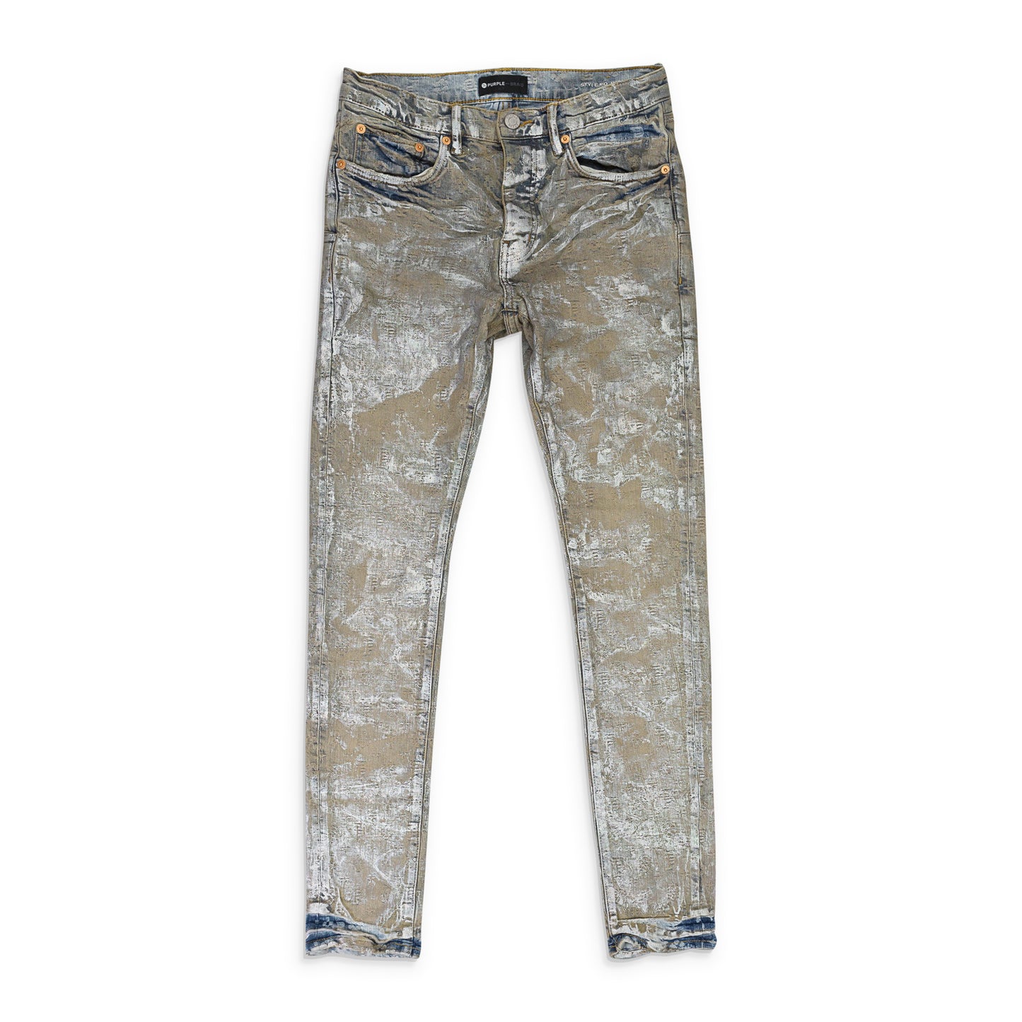 JACQUARD MONOGRAM HOLOGRAPHIC EARTH SKINNY JEANS