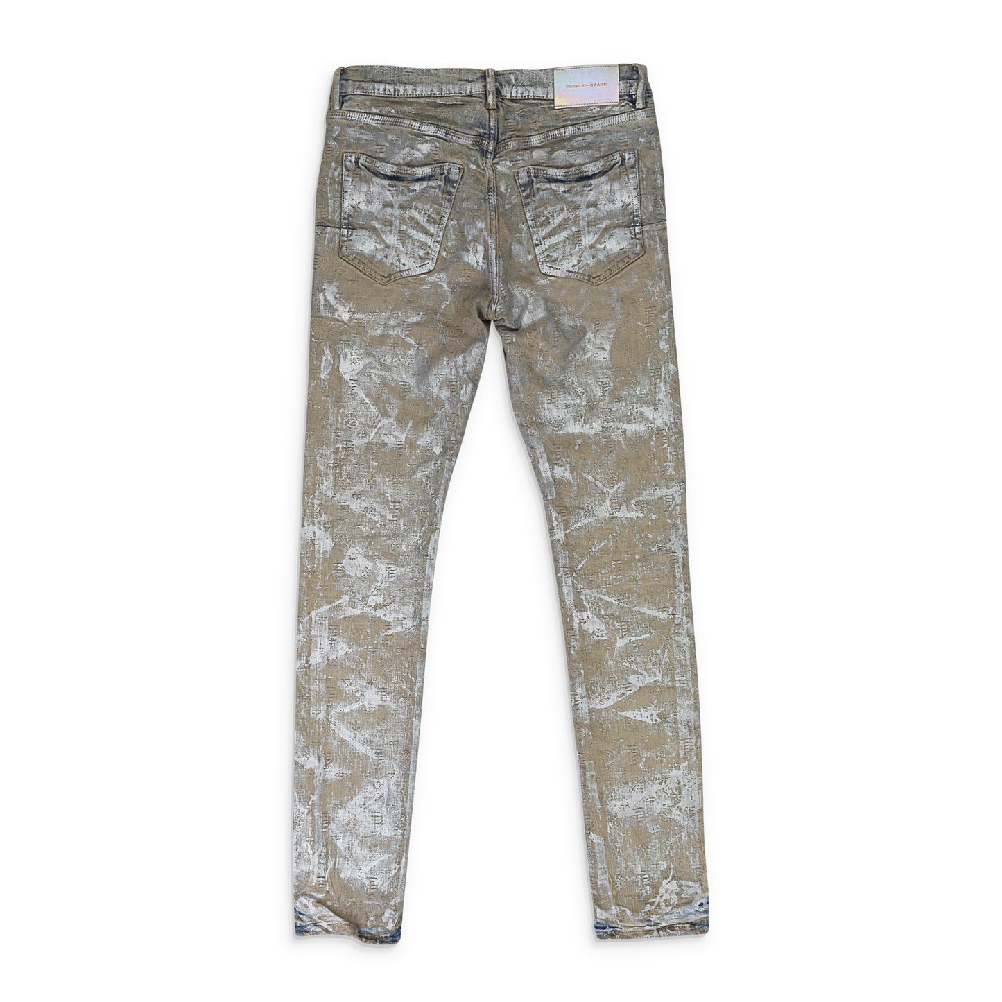 JACQUARD MONOGRAM HOLOGRAPHIC EARTH SKINNY JEANS