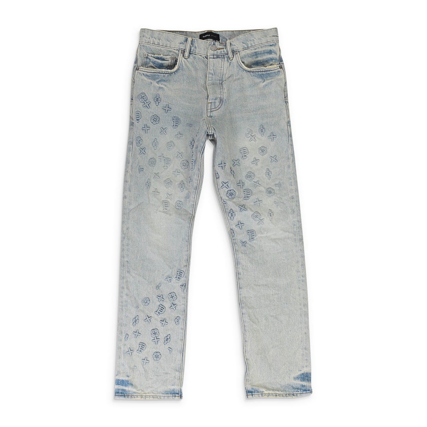 EMBOSSED DENIM Indigo SKINNY JEANS