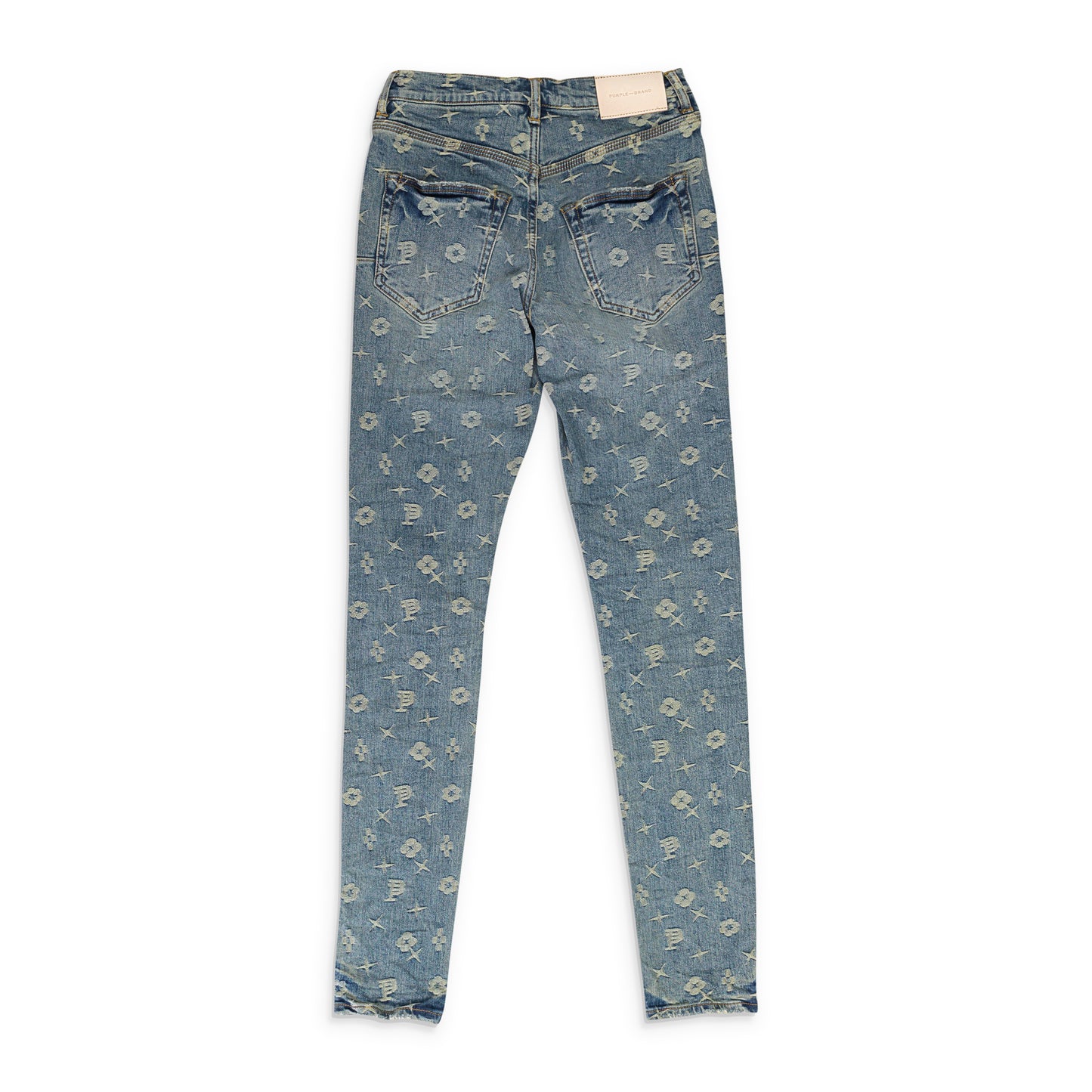 MONOGRAM JACQUARD MID INDIGO SKINNY JEANS