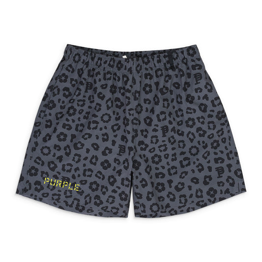 CHARCOAL MONOGRAM LEOPARD CHARCOAL SWIM SHORTS