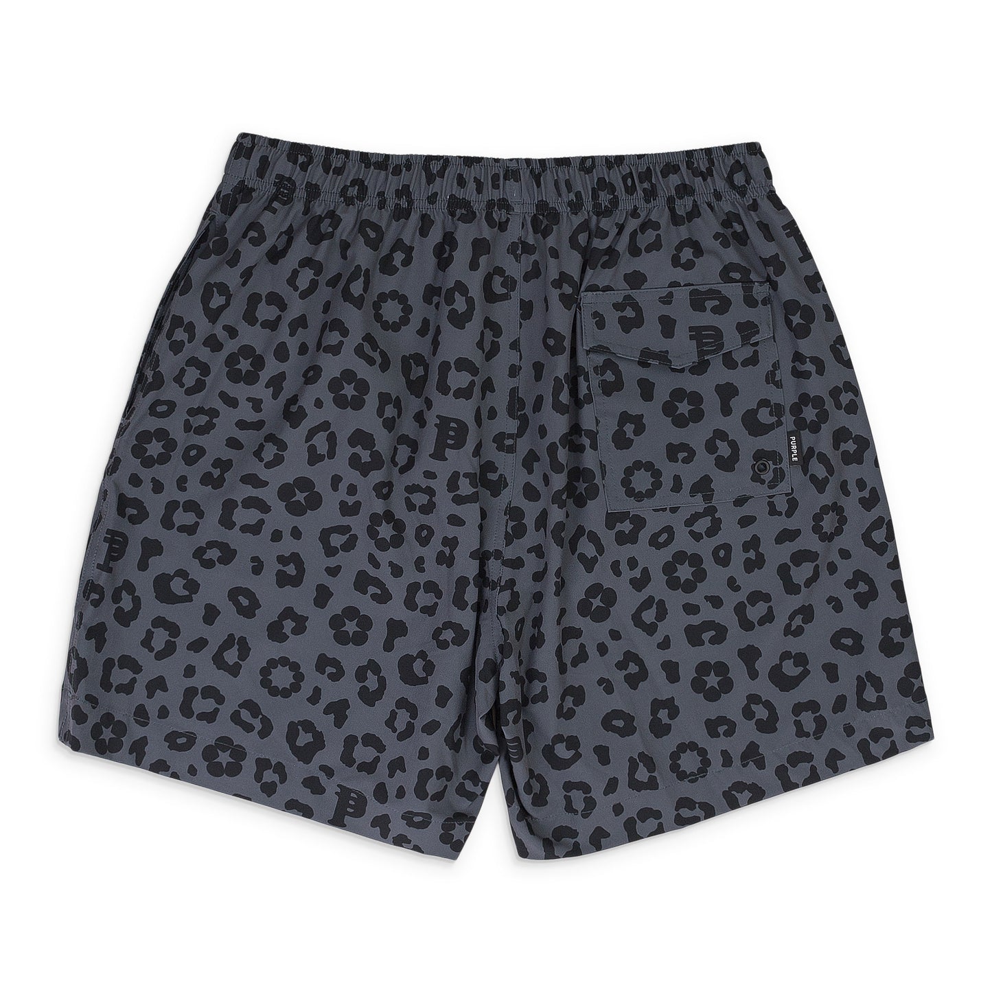 CHARCOAL MONOGRAM LEOPARD CHARCOAL SWIM SHORTS