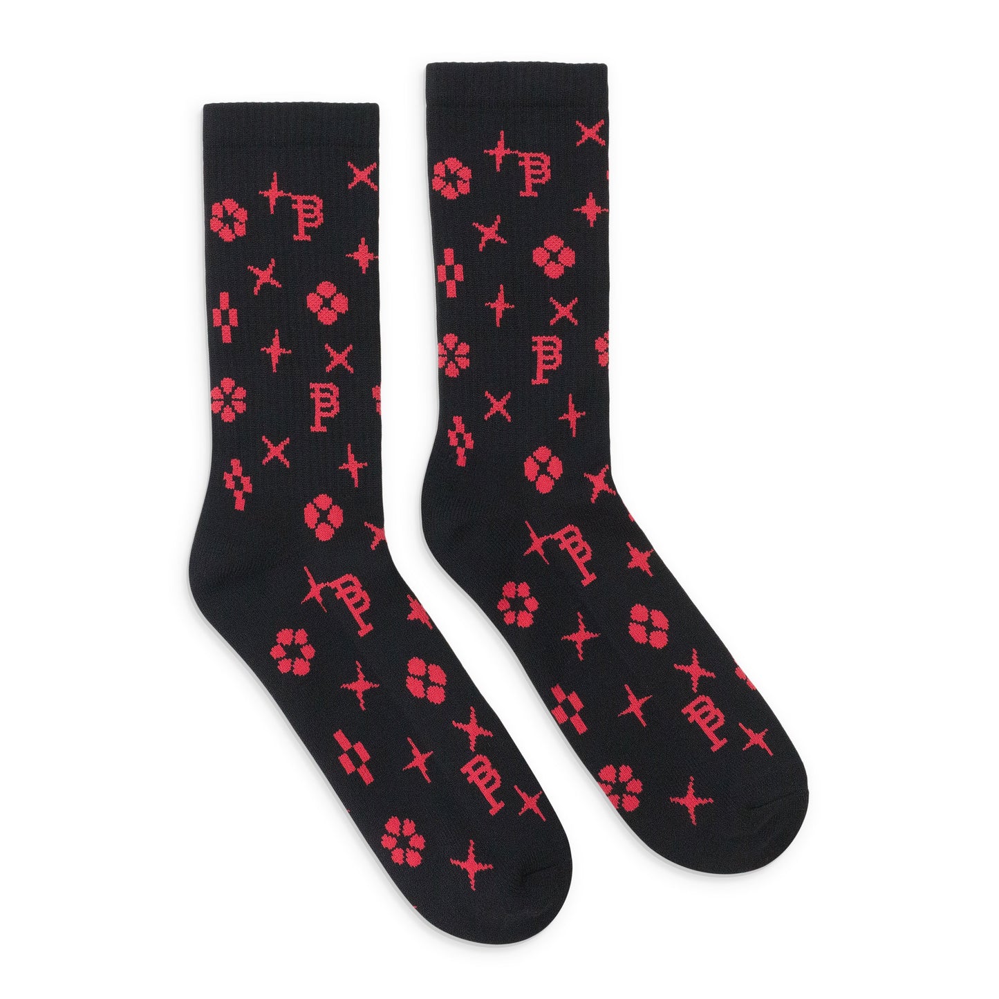 MONOGRAM CREW BLACK UNISEX SOCKS