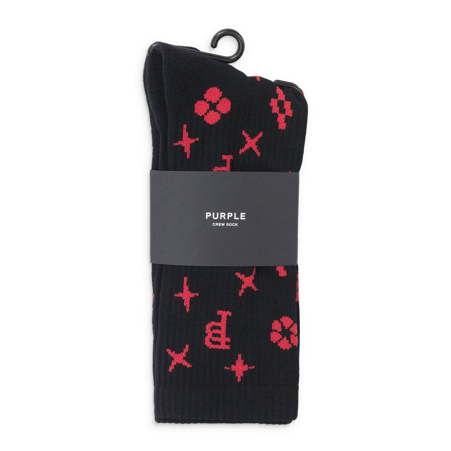 MONOGRAM CREW BLACK UNISEX SOCKS