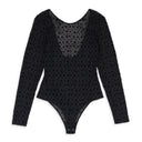 MESH HIGH CUT  BLACK BODYSUIT