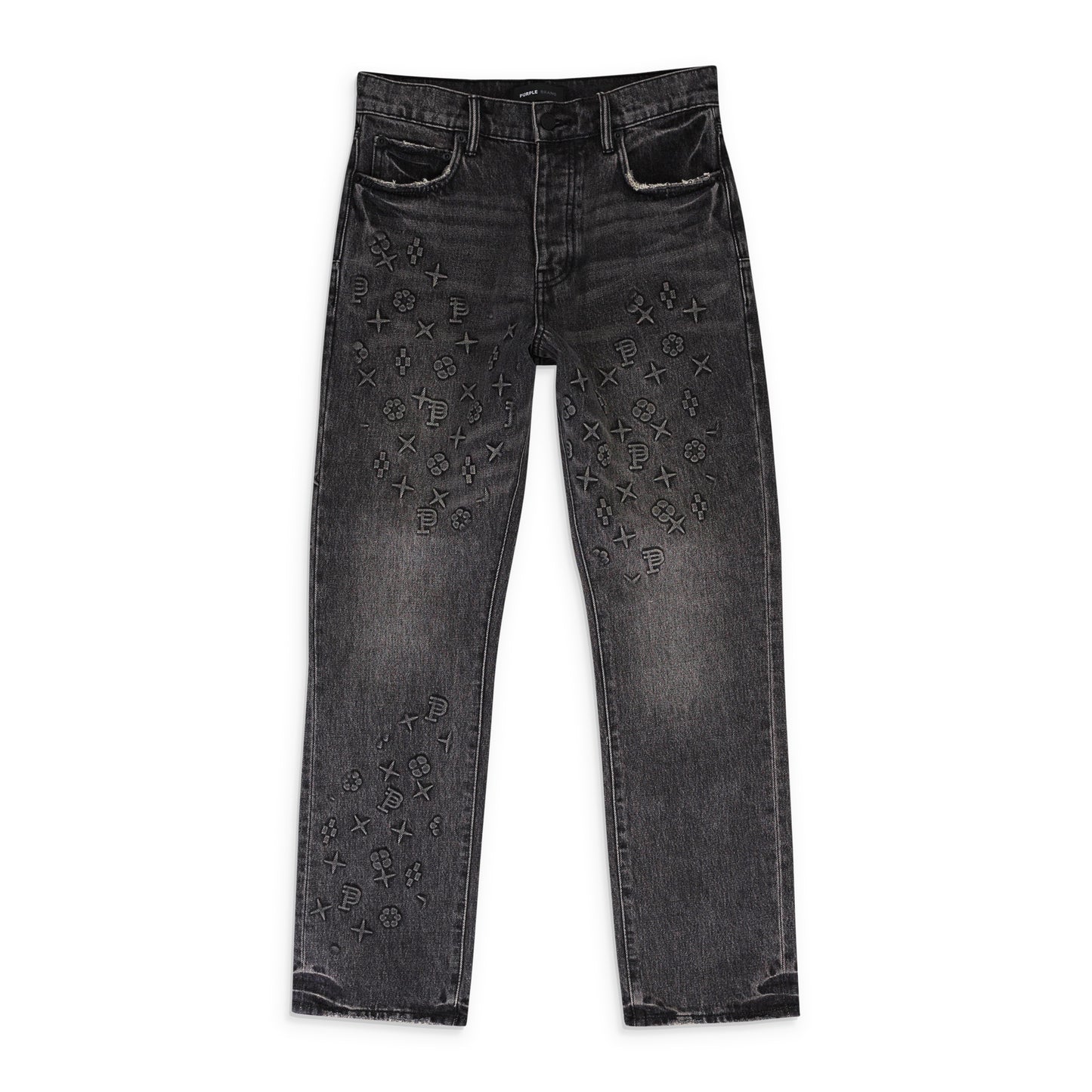 EMBOSSED DENIM BLACK SKINNY JEANS