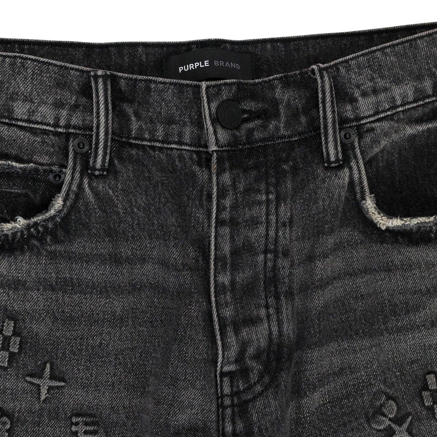 EMBOSSED DENIM BLACK SKINNY JEANS