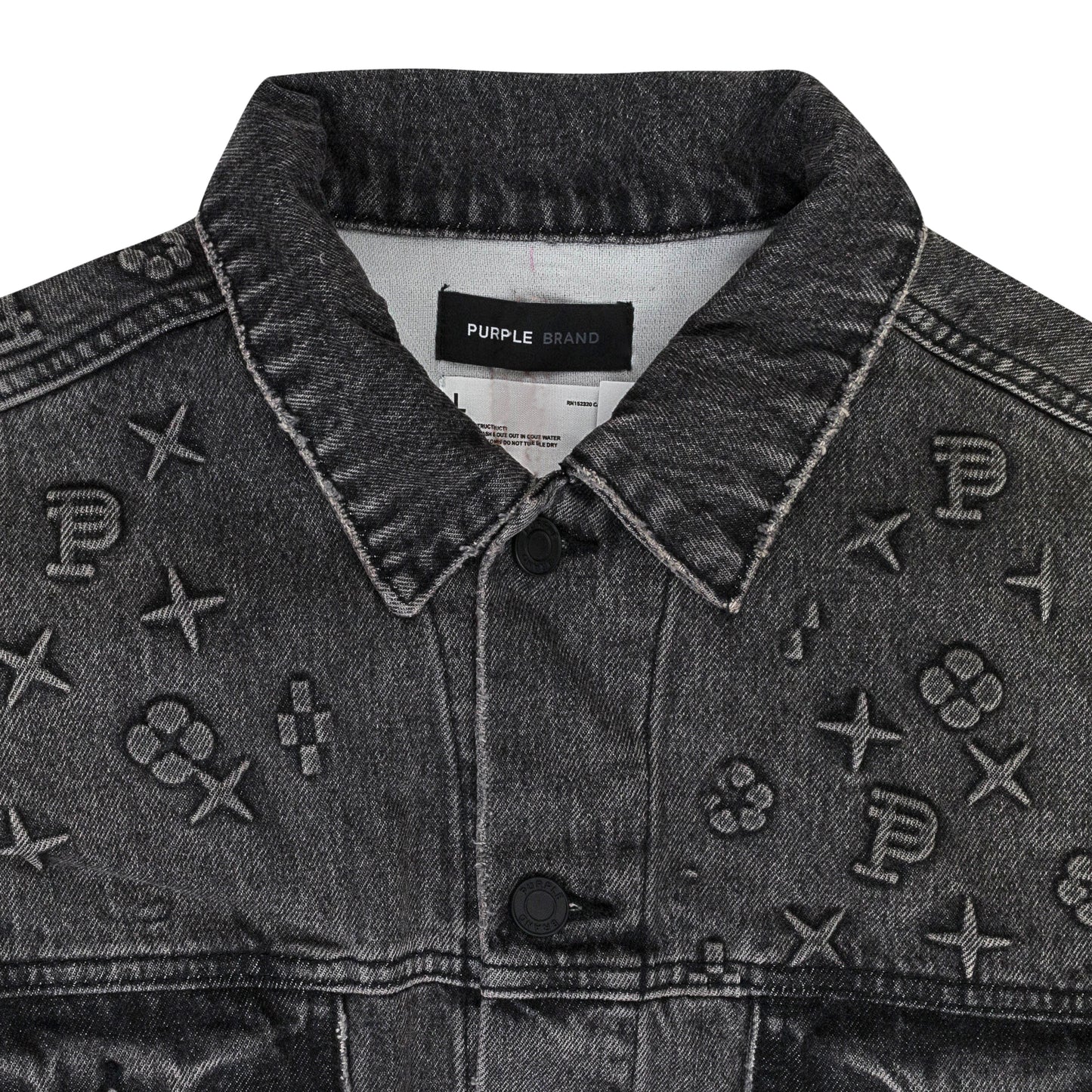 EMBOSSED JACKET BLACK DENIM JACKETS