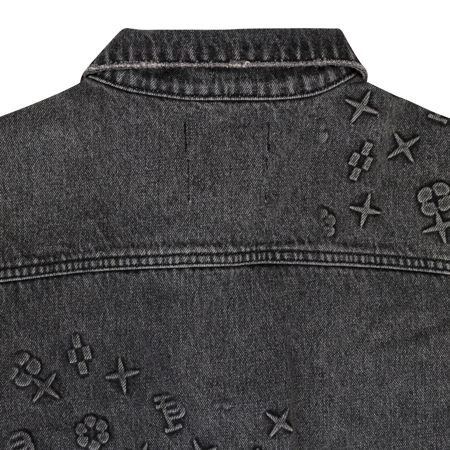 EMBOSSED JACKET BLACK DENIM JACKETS