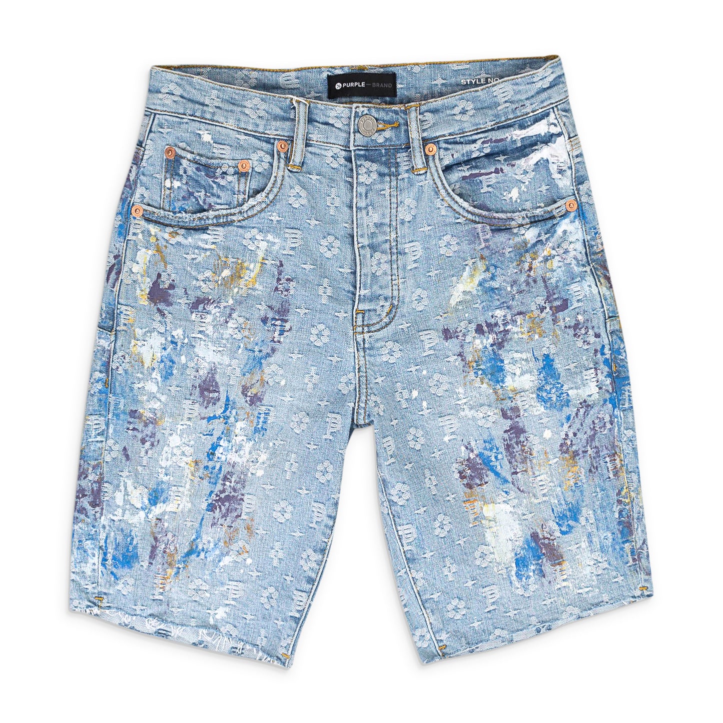 PAINT OVER LIGHT BLEACH JACQUARD MONOGRAM  SHORTS