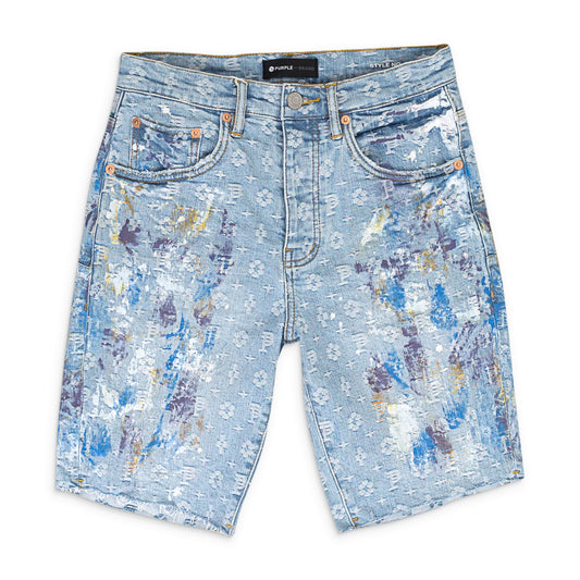 PAINT OVER LIGHT BLEACH JACQUARD MONOGRAM  SHORTS