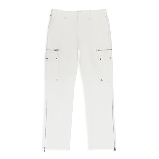 COTTON POLY CARGO OFF WHITE CARGO PANTS