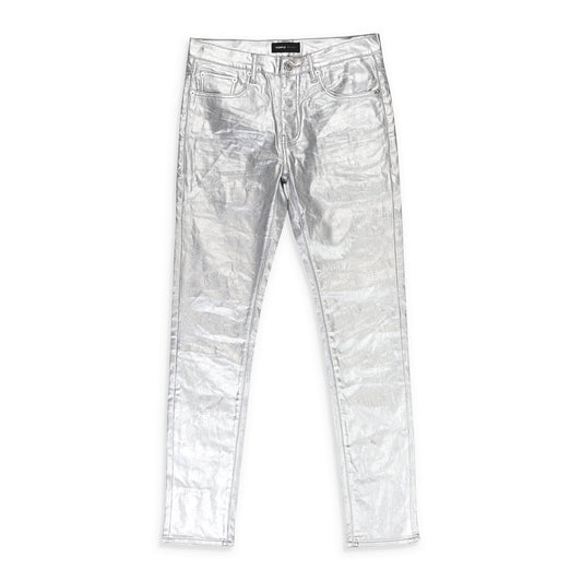 METALLIC MONOGRAM GREY SKINNY JEANS