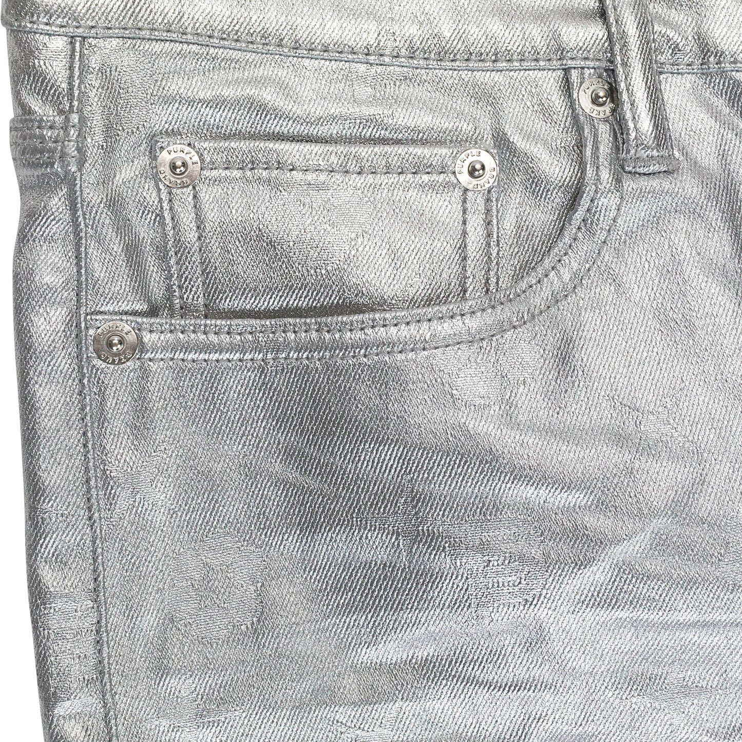 METALLIC MONOGRAM GREY SKINNY JEANS