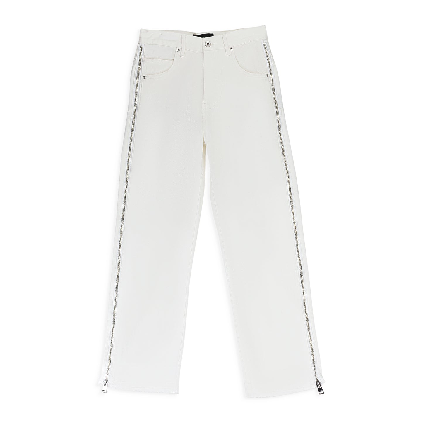 FULL SIDE ZIP WHITE SKINNY JEANS