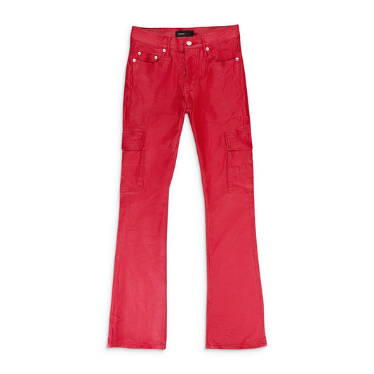 PATENT FILM CARGO FLARE RED SKINNY JEANS