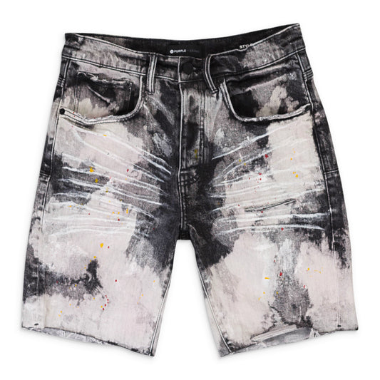 BLEACHED OUT SPLATTER SHORTS Black SKINNY JEANS