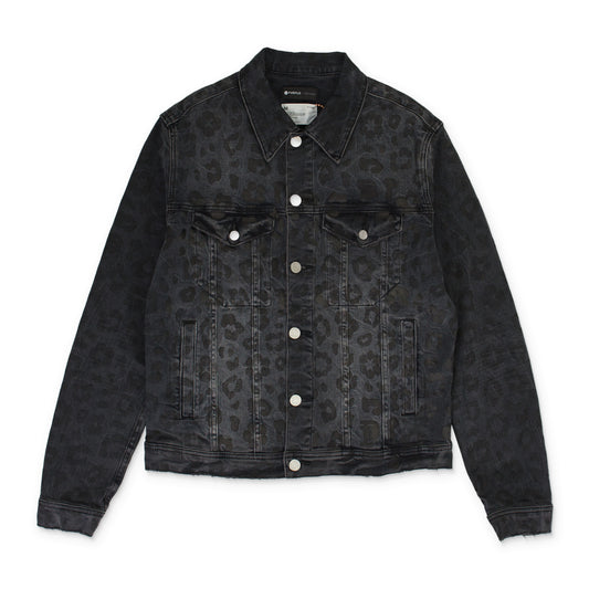 MONOGRAM LEOPARD PRINT TRUCKER Black DENIM JACKETS