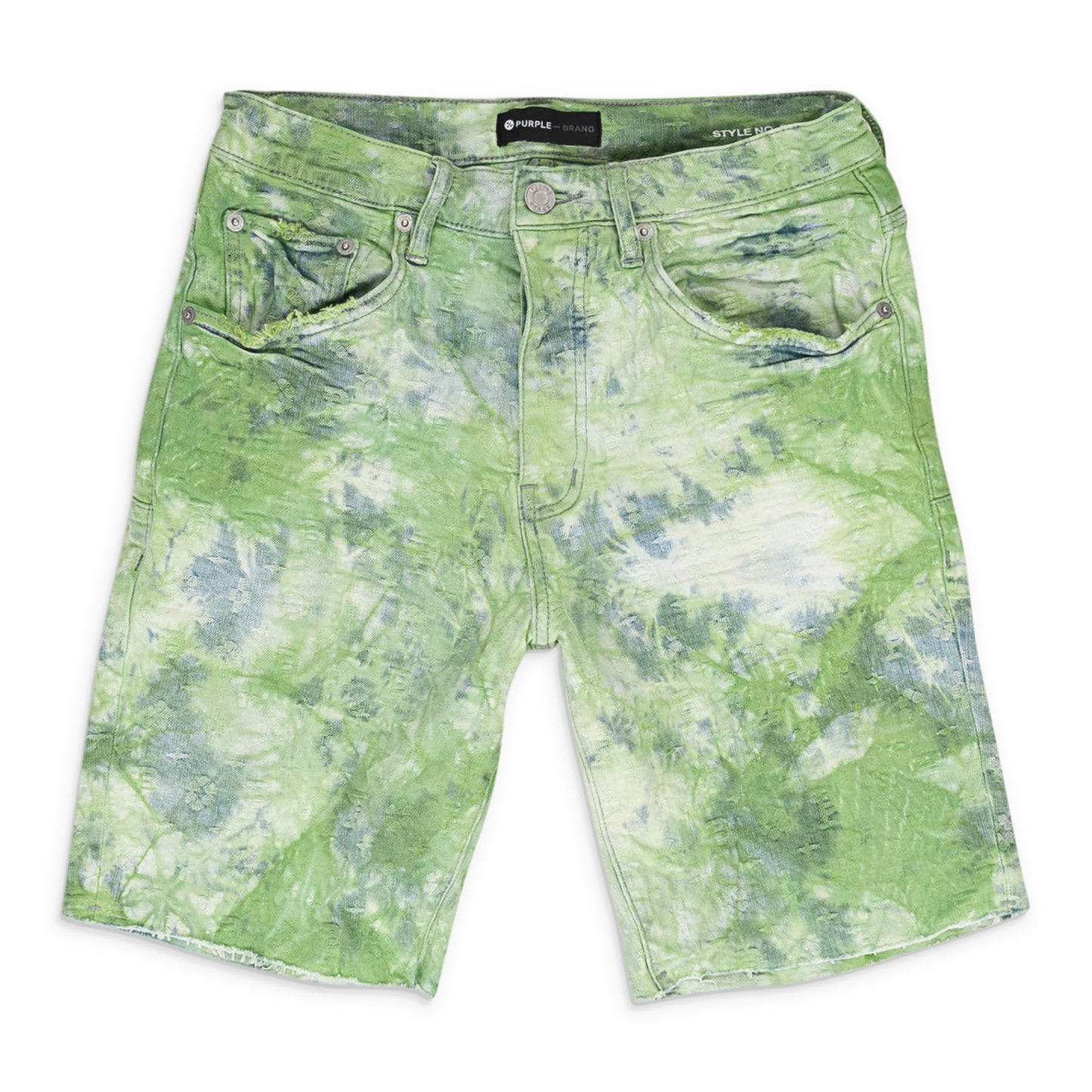 BLEACHED TIE DYE JACQUARD MONOGRAM Green SHORTS