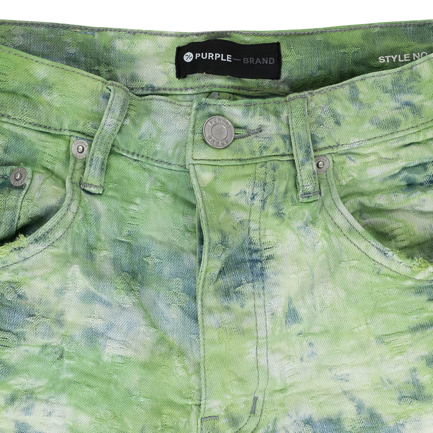 BLEACHED TIE DYE JACQUARD MONOGRAM Green SHORTS