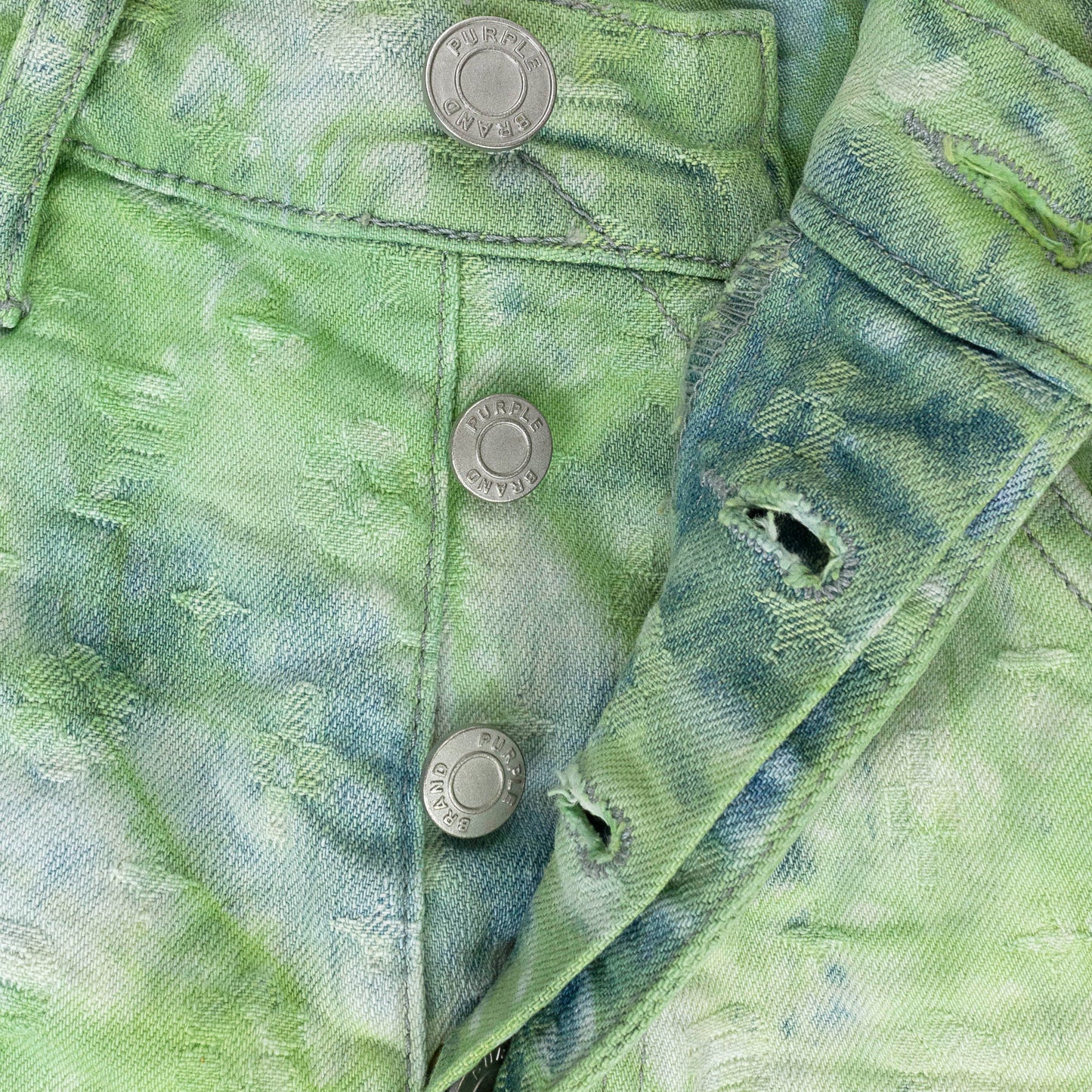 BLEACHED TIE DYE JACQUARD MONOGRAM Green SHORTS