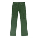 PATENT FILM CARGO FLARE GREEN SKINNY JEANS