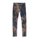 MULTICOLOR SPRAY OVER BLEACHED Indigo SKINNY JEANS