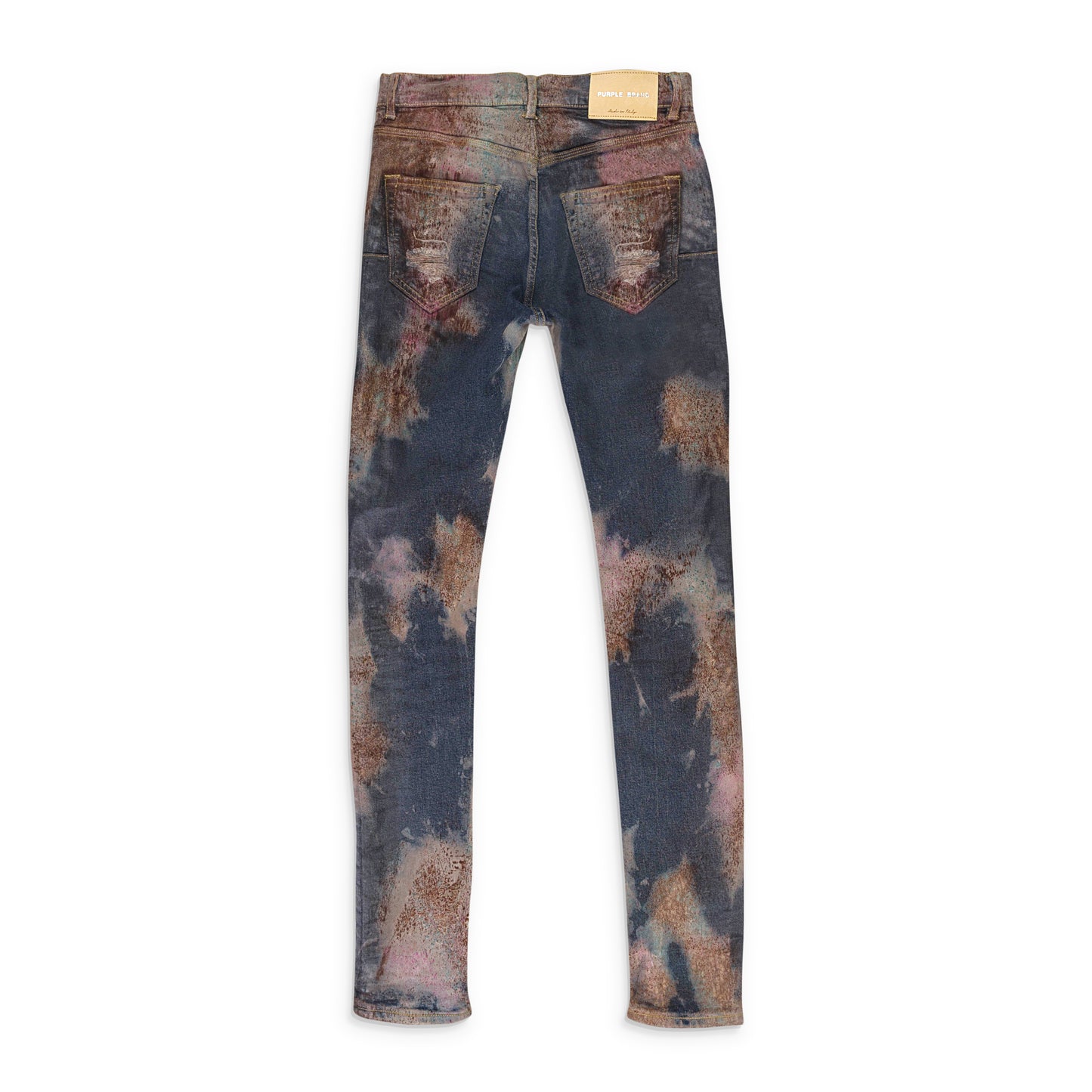 MULTICOLOR SPRAY OVER BLEACHED Indigo SKINNY JEANS