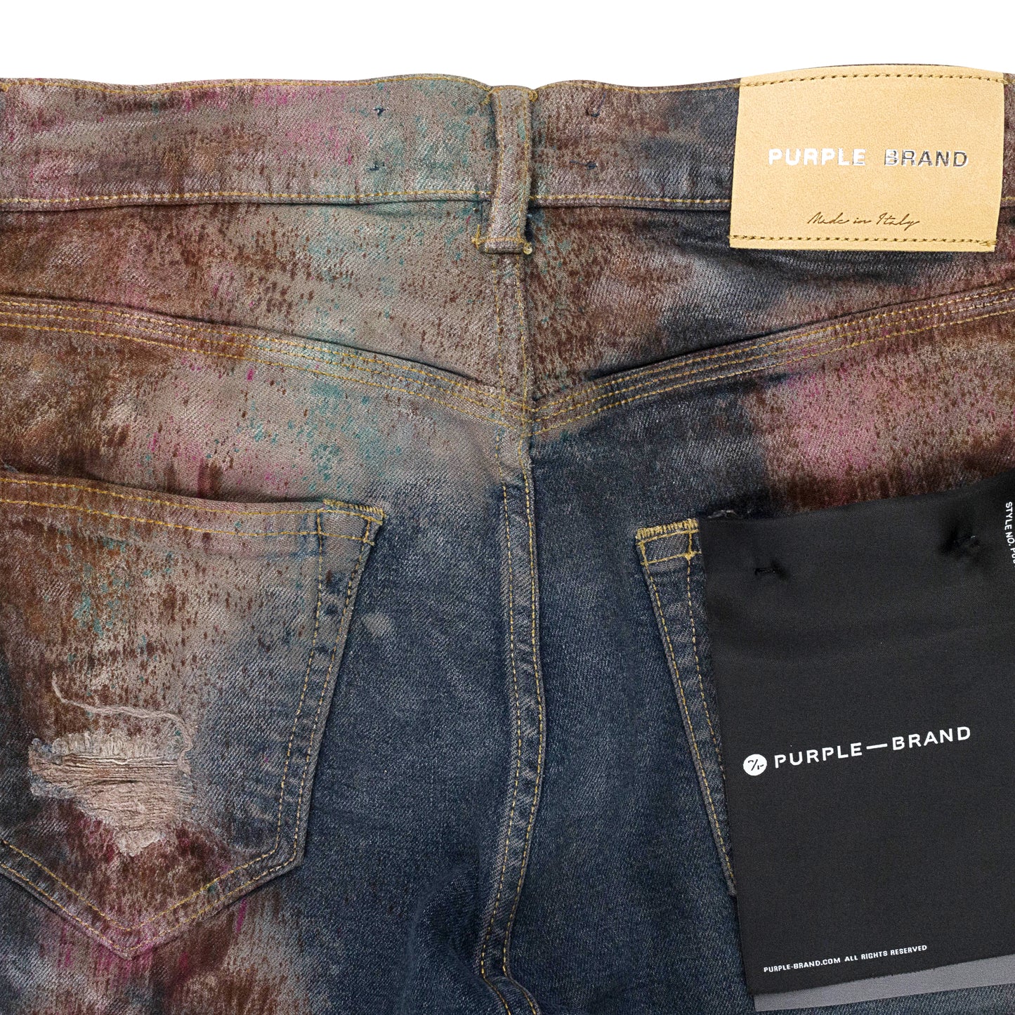 MULTICOLOR SPRAY OVER BLEACHED Indigo SKINNY JEANS