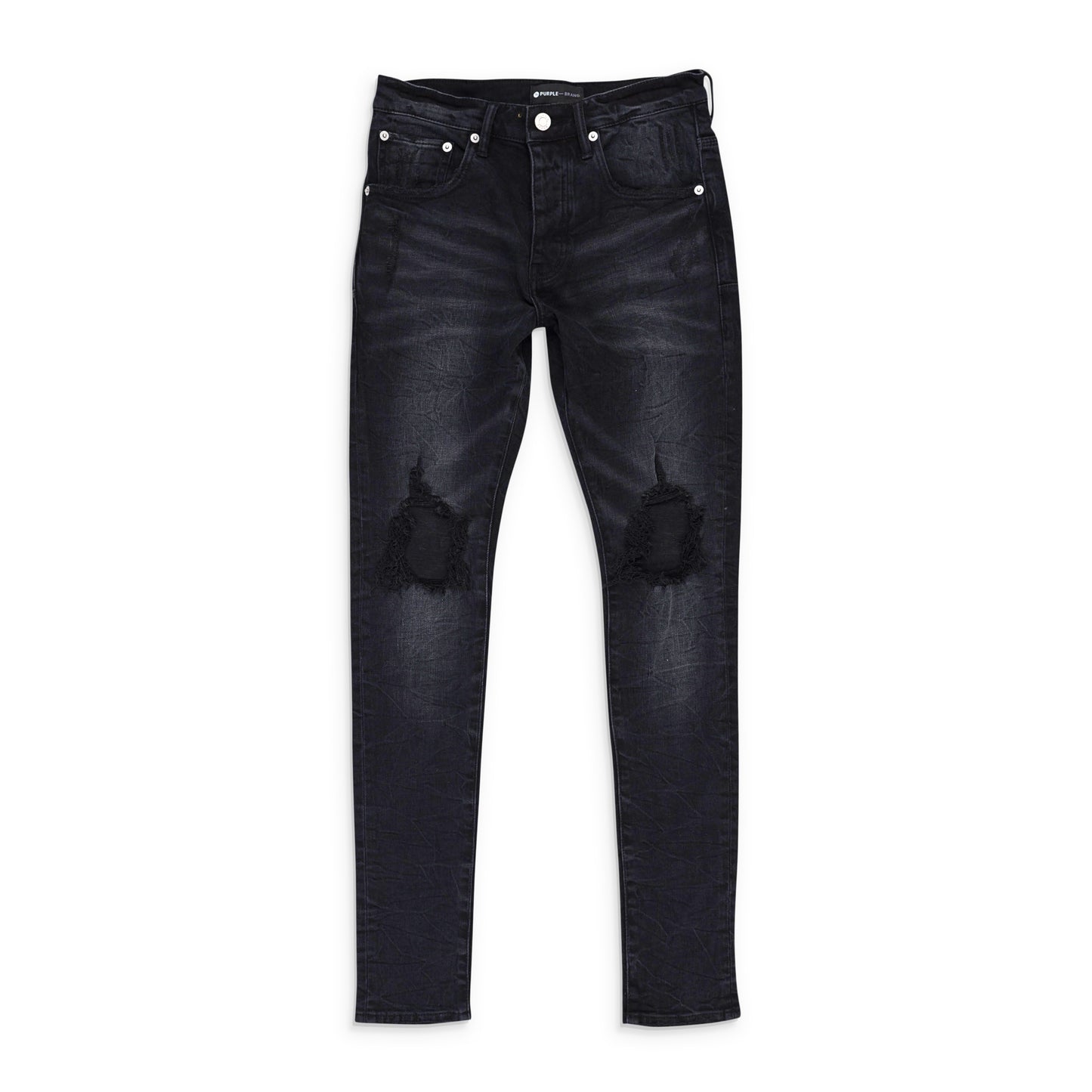 WASH BLOWOUT Black SKINNY JEANS