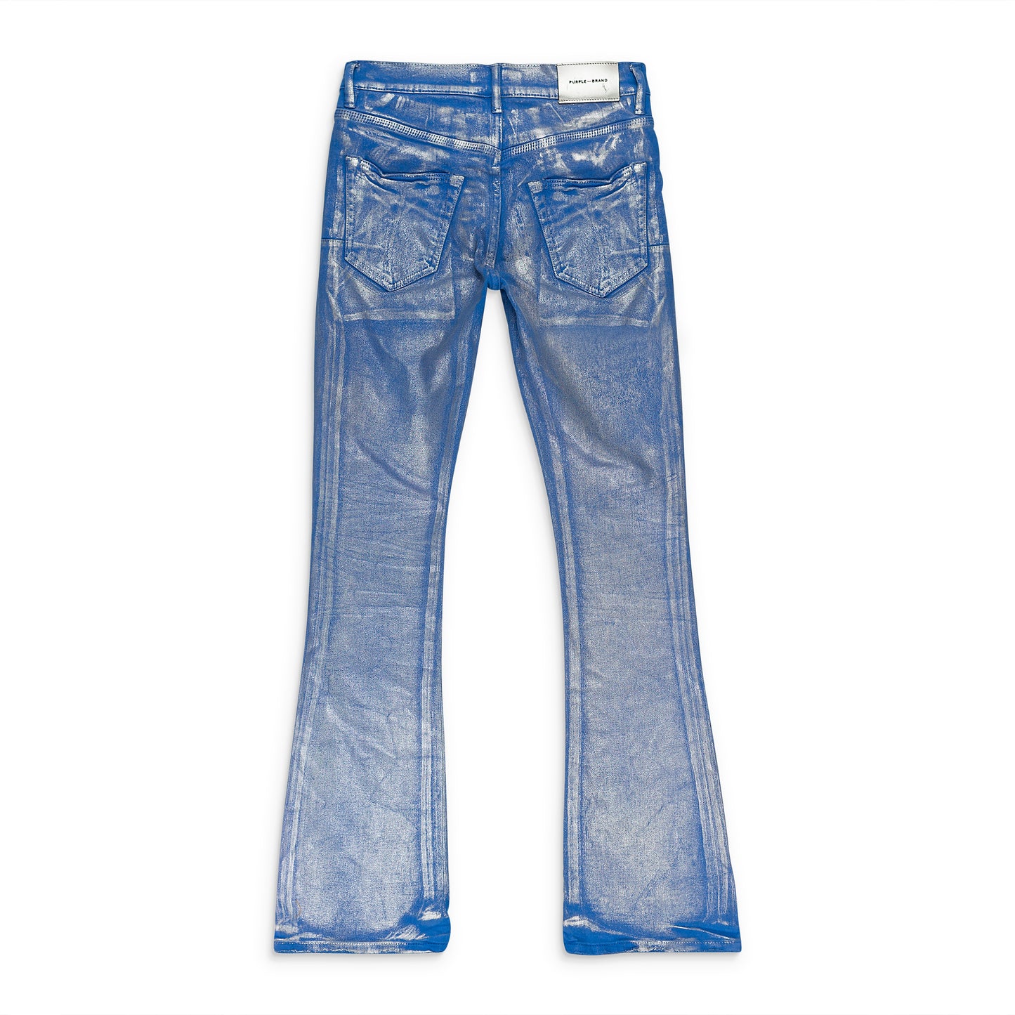 SILVER FOIL FLARE BLUE SKINNY JEANS