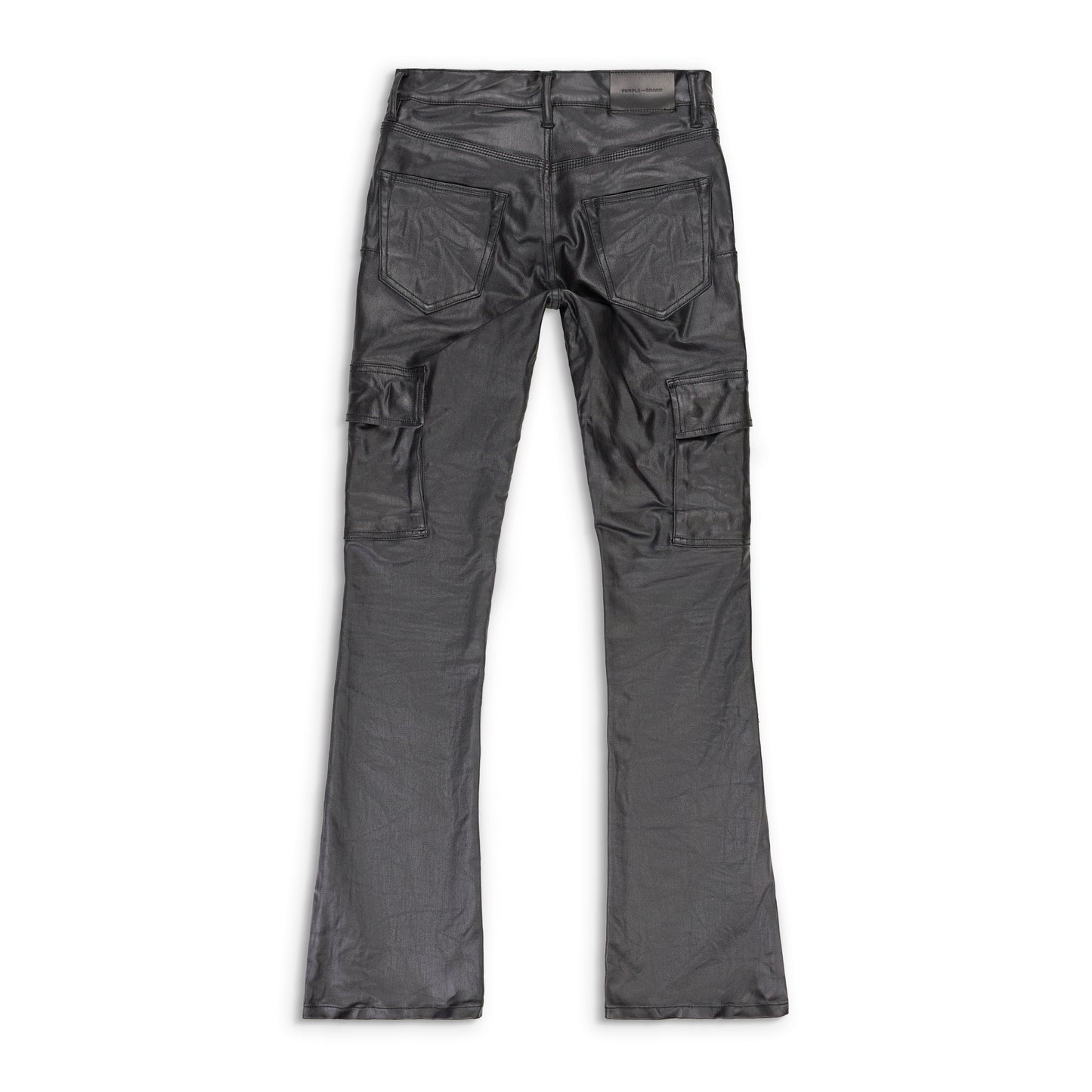 PATENT FILM CARGO FLARE BLACK SKINNY JEANS