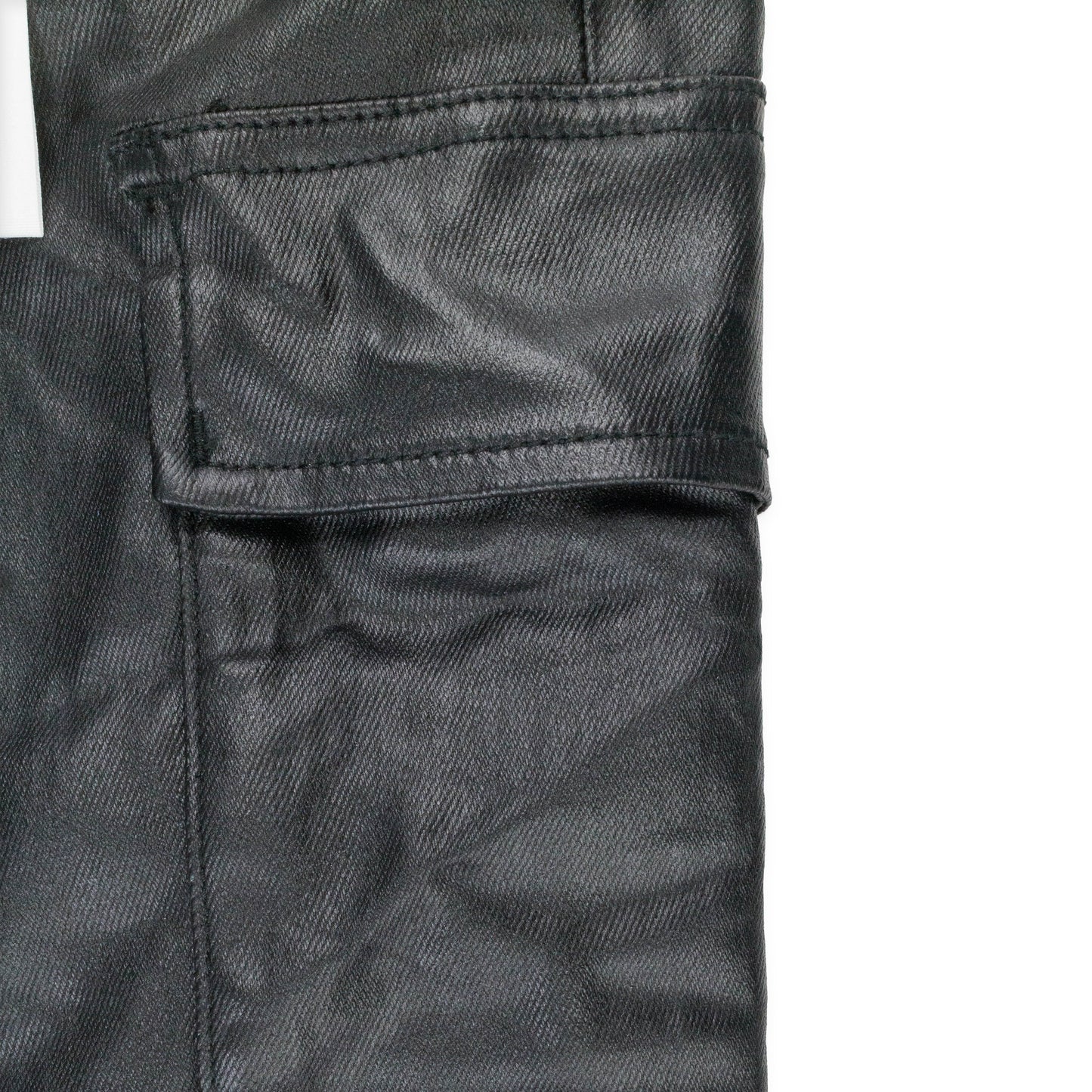 PATENT FILM CARGO FLARE BLACK SKINNY JEANS