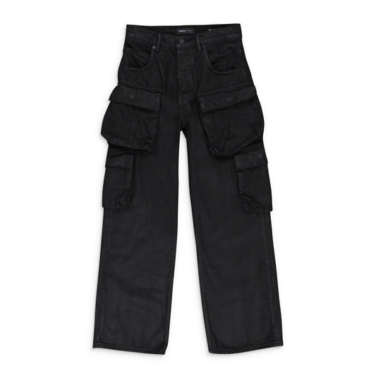 RELAXED DOUBLE CARGO BLACK SKINNY JEANS