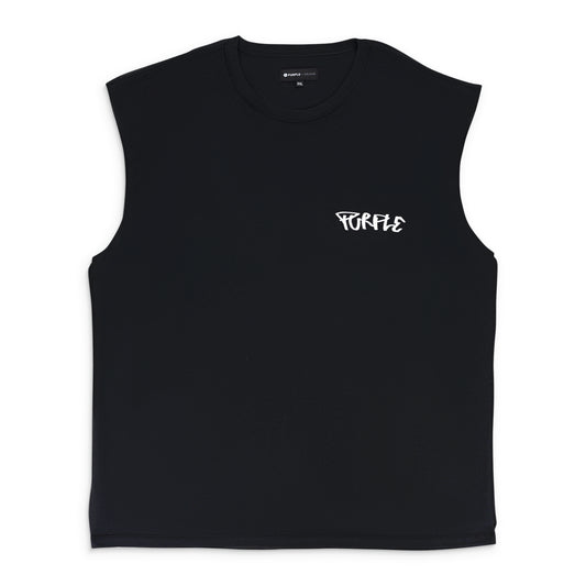 TEXTURED JERSEY SLEEVELESS TEE Black T-SHIRTS