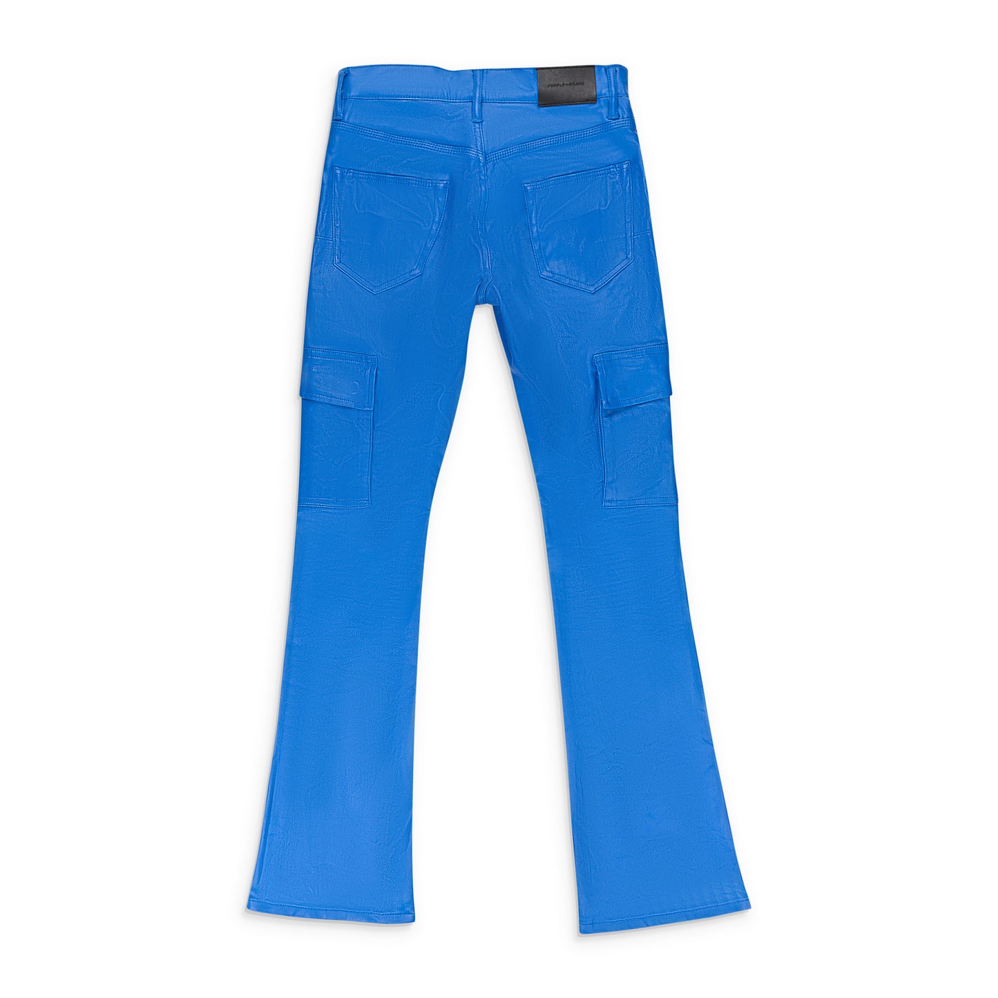 PATENT FILM CARGO FLARE BLUE SKINNY JEANS