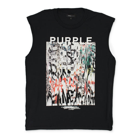 TEXTURED JERSEY SLEEVELESS BLACK T-SHIRTS