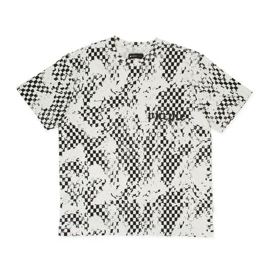 TEXTURED JERSEY SS TEE DISTRESSED CHECKER BRILLIANT MULTI WHITE T-SHIRTS