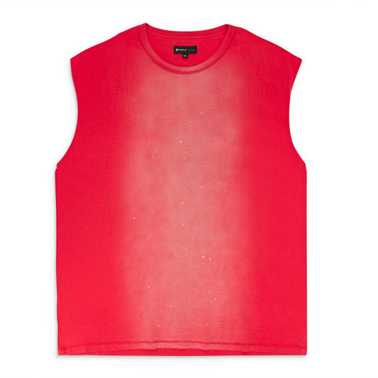 TEXTU JERSEY SLEEVELESS TEE RED T-SHIRTS