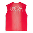 TEXTU JERSEY SLEEVELESS TEE RED T-SHIRTS