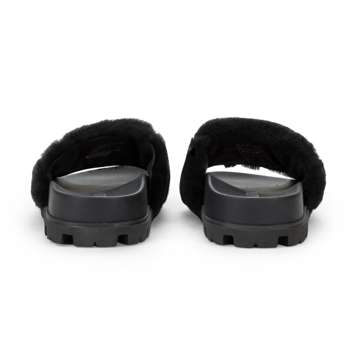 BLACK FUR SLIDES BLACK SLIPPERS