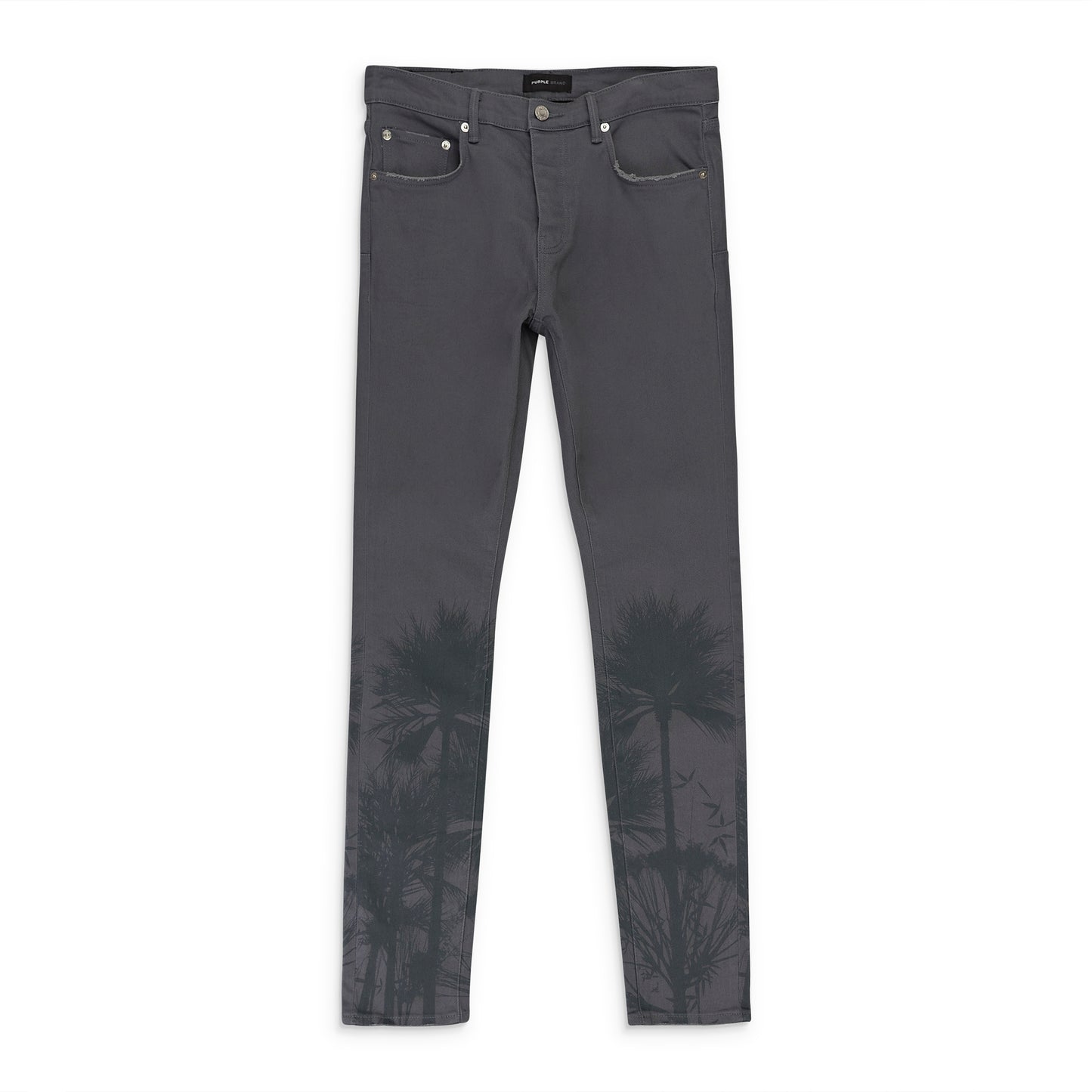 PALMS PRINT CHARCOAL SKINNY JEANS