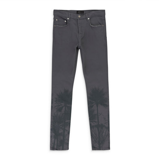 PALMS PRINT CHARCOAL SKINNY JEANS