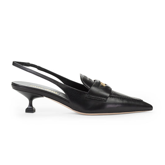 LEATHER COIN SLINGBACKS BLACK FLATS