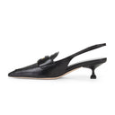 LEATHER COIN SLINGBACKS BLACK FLATS