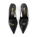 LEATHER COIN SLINGBACKS BLACK FLATS