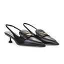 LEATHER COIN SLINGBACKS BLACK FLATS