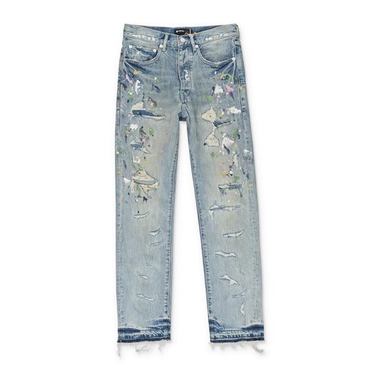 LIGHT WITH HEAVY REPAIRS AND PAINTS Indigo SKINNY JEANS