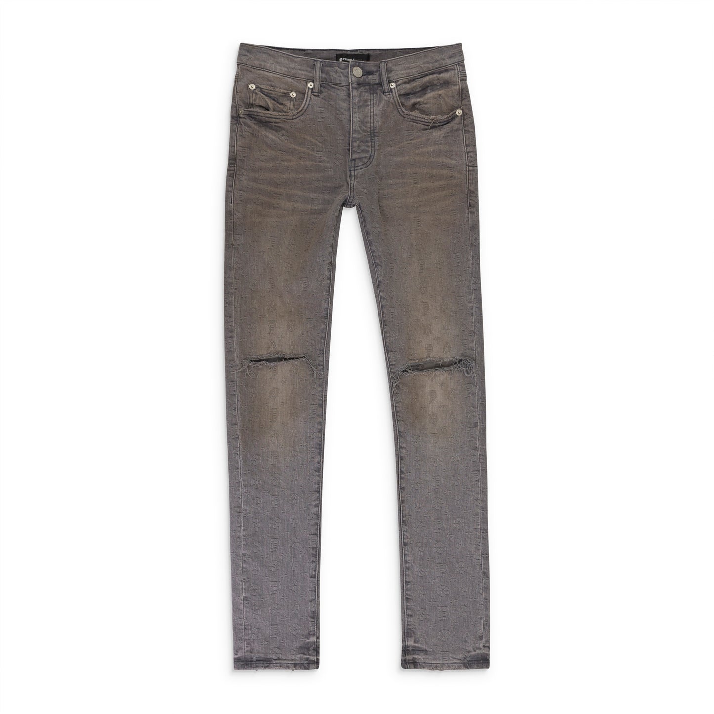 WASHED JACQUARD GREY SKINNY JEANS