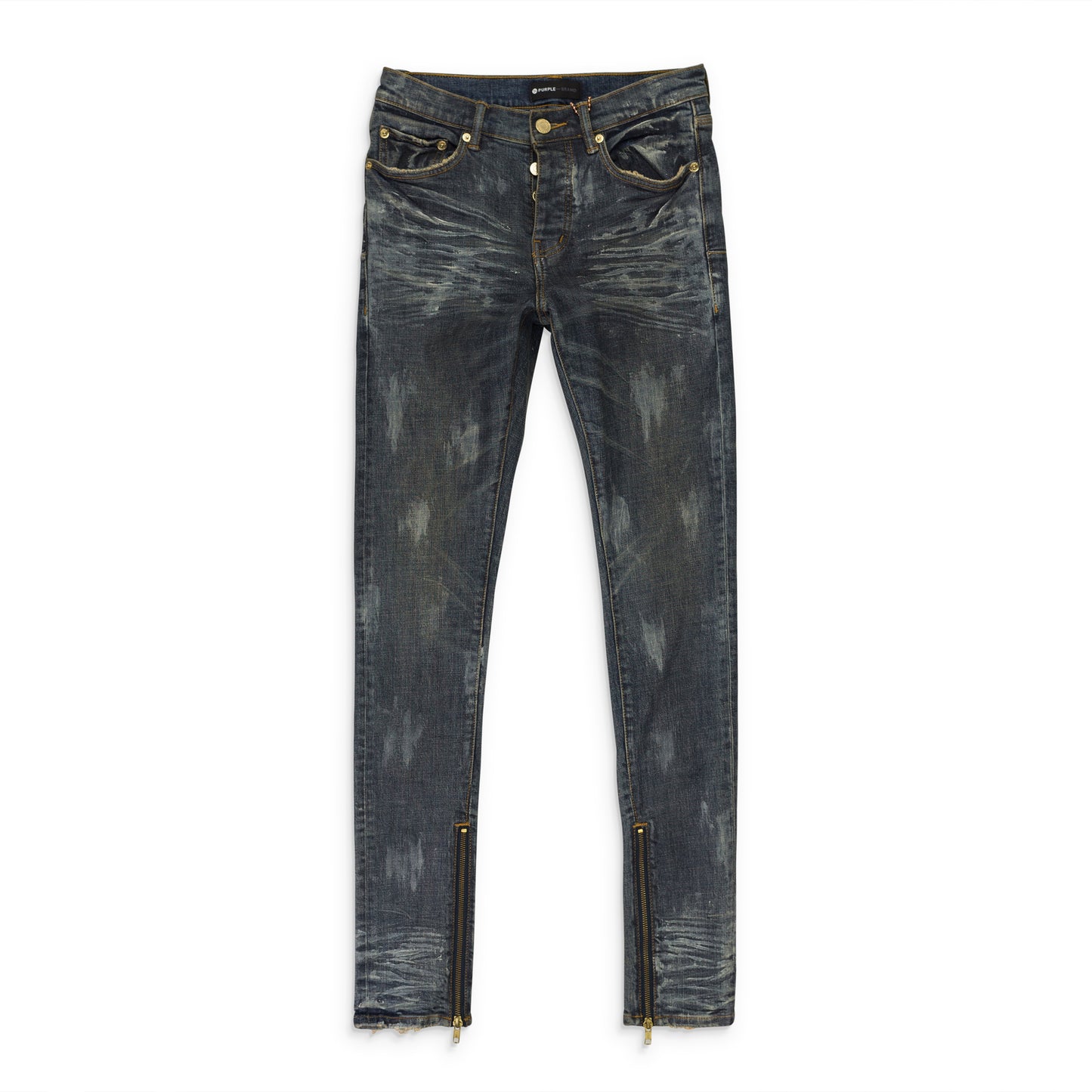 VINTAGE COATED ZIP Indigo SKINNY JEANS